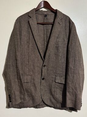 J. Crew brown Irish linen sport coat jacket 42R Baird Mcnutt two button closure